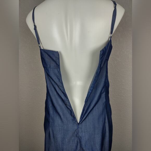 Saks Fifth Avenue Threads Maxi Denim Blue Slip Lyocell Dress Size Small - Picture 7 of 16